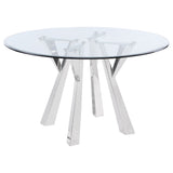 Furniture City Houma - Coaster - Alaia Round 51-inch Clear Glass Top Dining Table Chrome - 190710