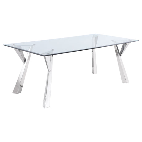 Furniture City Houma - Coaster - Alaia Rectangular 79-inch Glass Top Dining Table Chrome - 190711