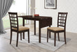 Furniture City Houma - Coaster - Kelso 3-piece Drop Leaf Dining Table Set Cappuccino and Tan - 190821-S3