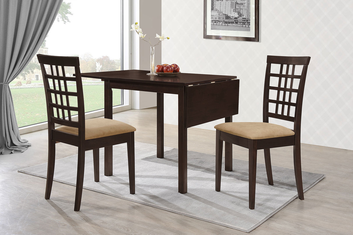 Furniture City Houma - Coaster - Kelso 3-piece Drop Leaf Dining Table Set Cappuccino and Tan - 190821-S3