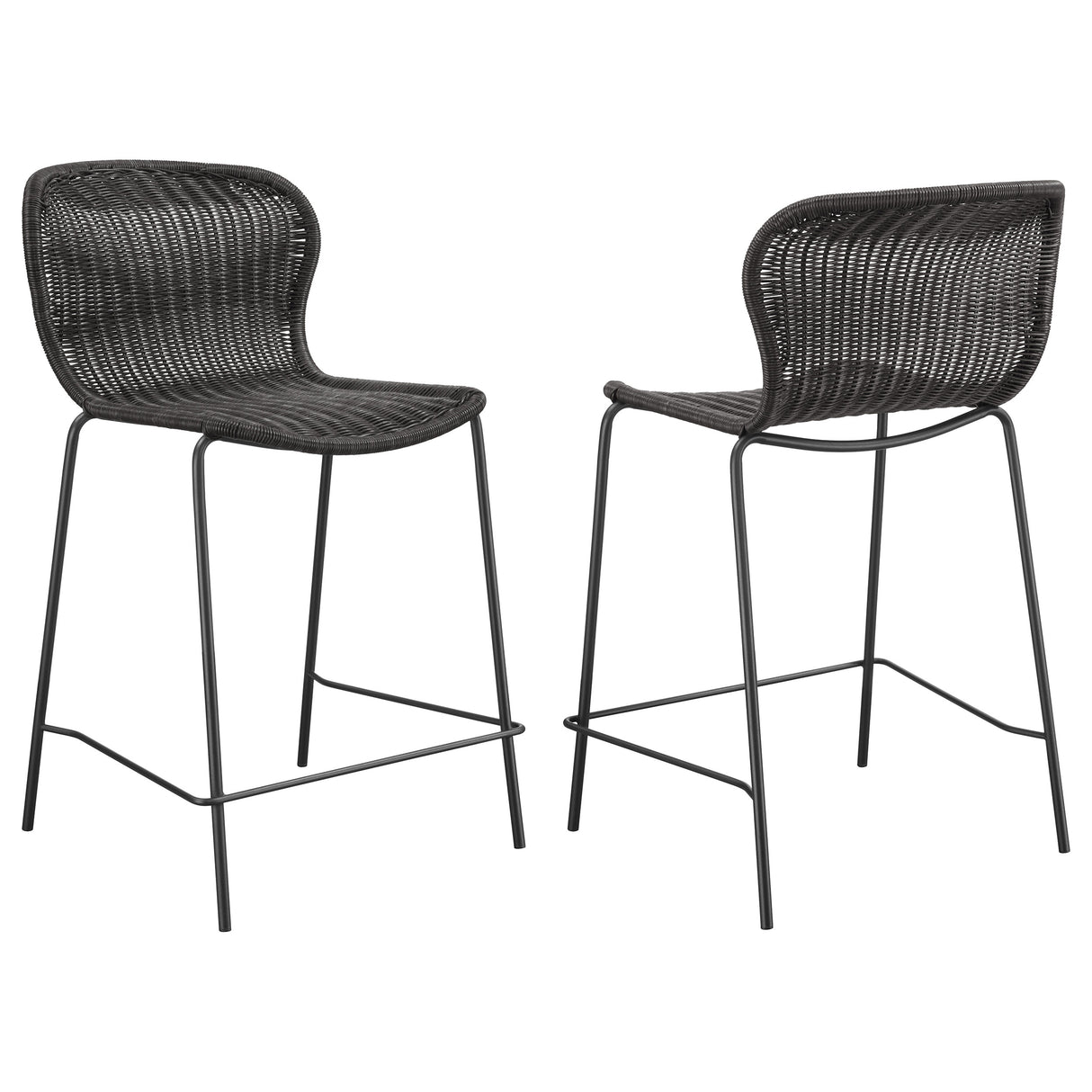 Furniture City Houma - Coaster - Mckinley Faux Rattan Metal Counter Chair Brown (Set of 2) - 192039