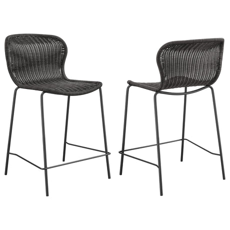 Furniture City Houma - Coaster - Mckinley Faux Rattan Metal Counter Chair Brown (Set of 2) - 192039