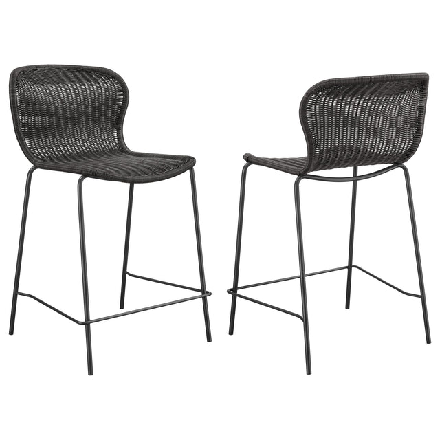 Furniture City Houma - Coaster - Mckinley Faux Rattan Metal Counter Chair Brown (Set of 2) - 192039