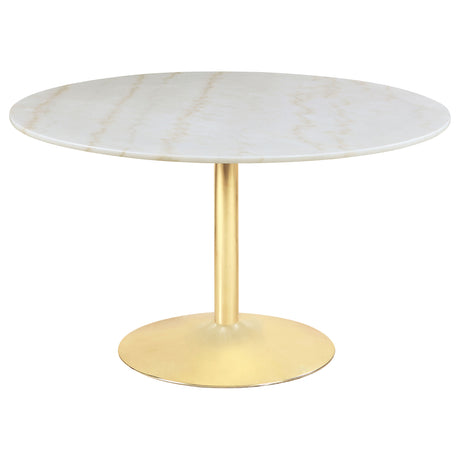 Furniture City Houma - Coaster - Kella Round 50-inch Marble Top Dining Table White Marble - 192061
