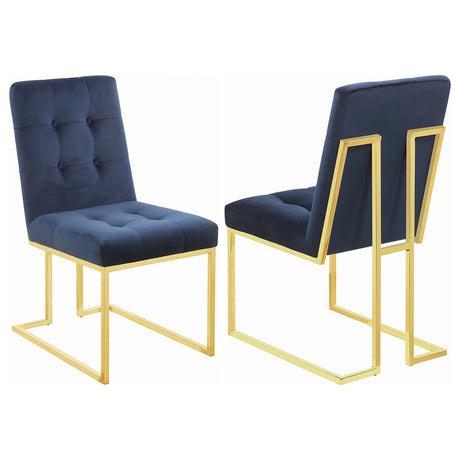 Furniture City Houma - Coaster - Cisco Velvet Upholstered Dining Side Chair Gold (Set of 2) - 192493