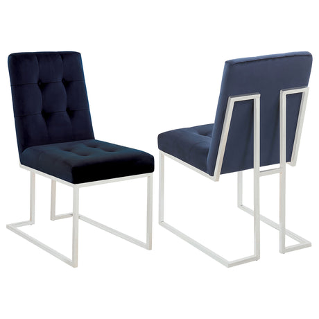 Furniture City Houma - Coaster - Cisco Velvet Upholstered Dining Side Chair Chrome (Set of 2) - 192494