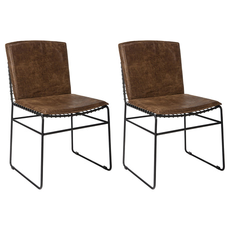 Furniture City Houma - Coaster - Abbott Metal Dining Side Chair Antique Brown (Set of 2) - 192502