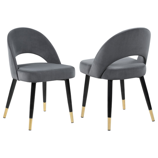 Furniture City Houma - Coaster - Lindsey Upholstered Dining Side Chair Grey (Set of 2) - 192542