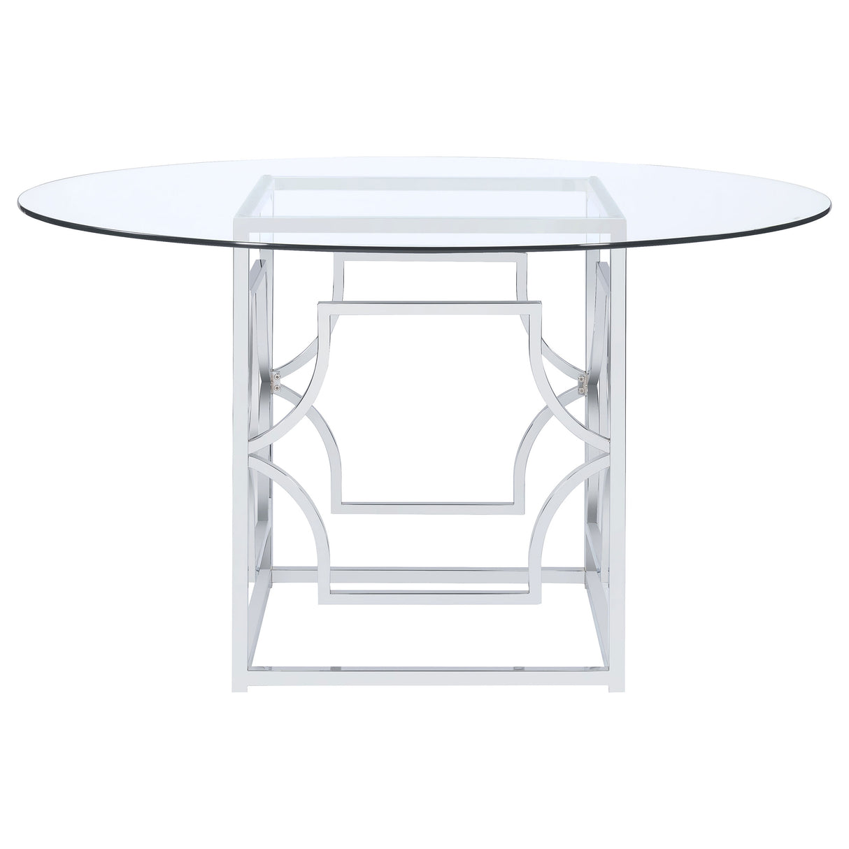 Starlight Round 54-inch Glass Top Metal Dining Table Chrome