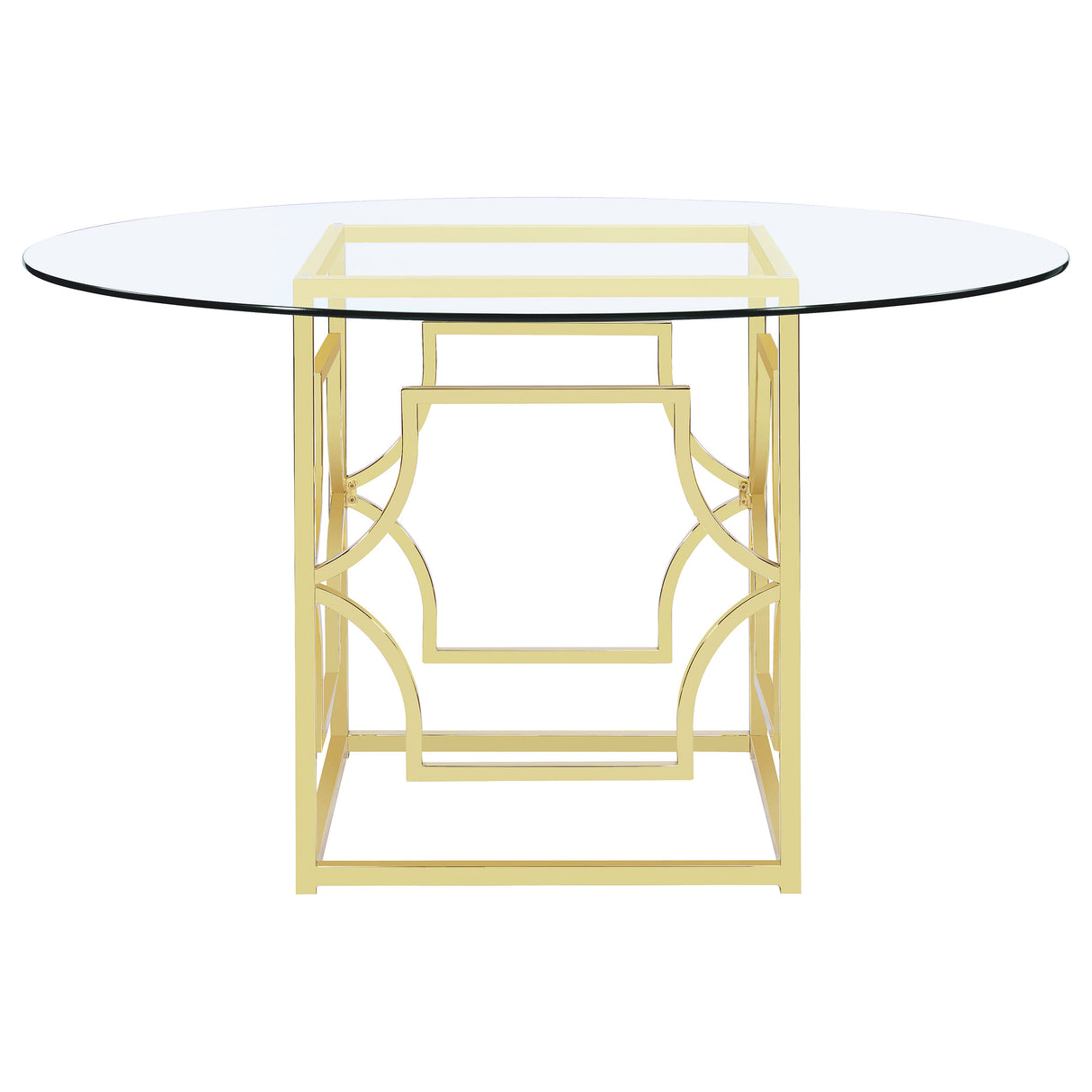 Starlight Round 54-inch Glass Top Metal Dining Table Brass