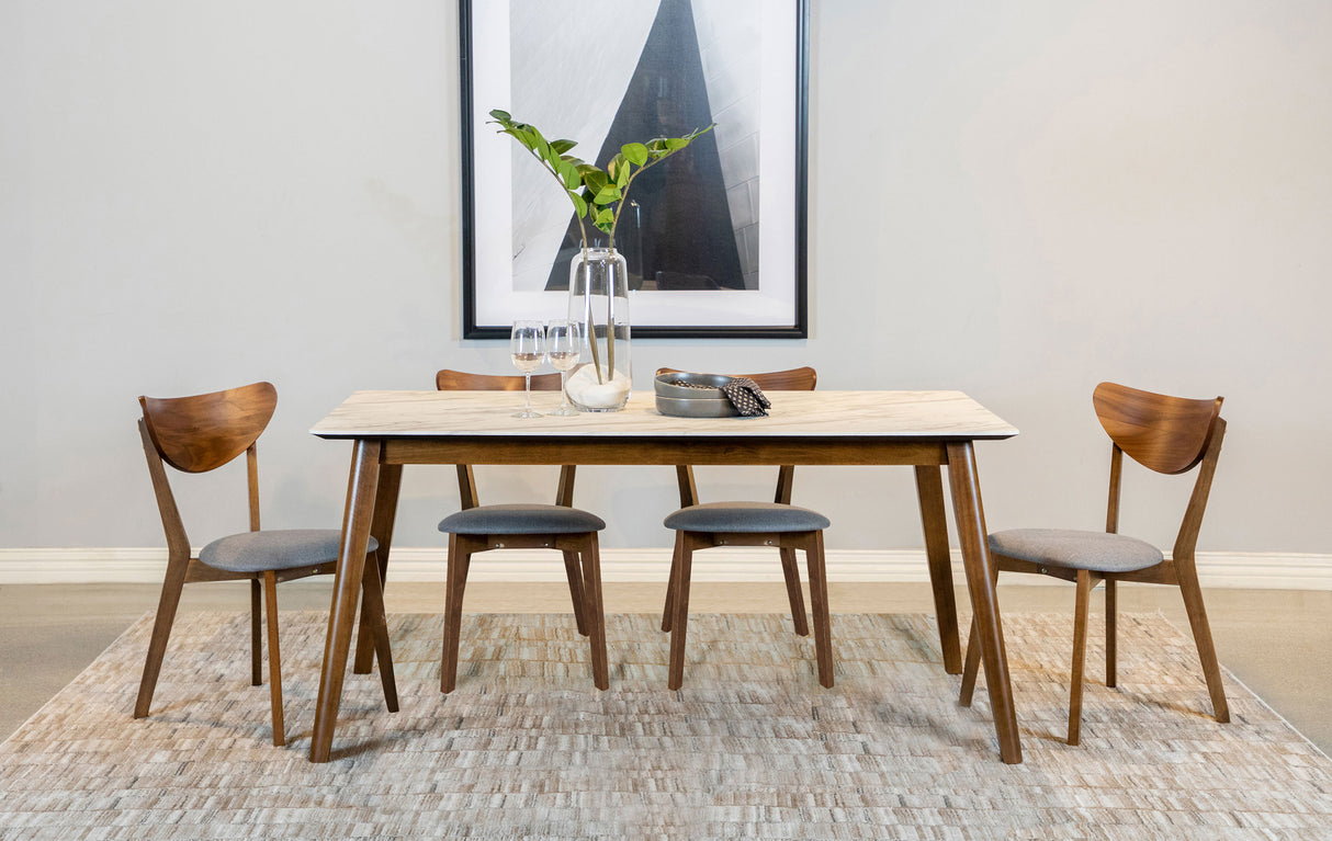 Furniture City Houma - Coaster - Everett 5-piece Rectangular Dining Table Set Natural Walnut - 192761-S5