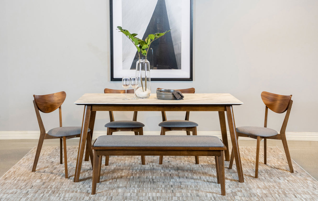 Furniture City Houma - Coaster - Everett 6-piece Rectangular Dining Table Set Natural Walnut - 192761-S6