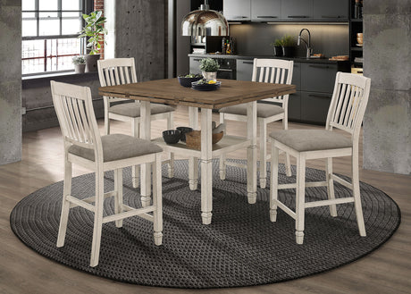 Furniture City Houma - Coaster - Sarasota 5-piece Drop Leaf Counter Dining Set Rustic Cream - 192818-S5