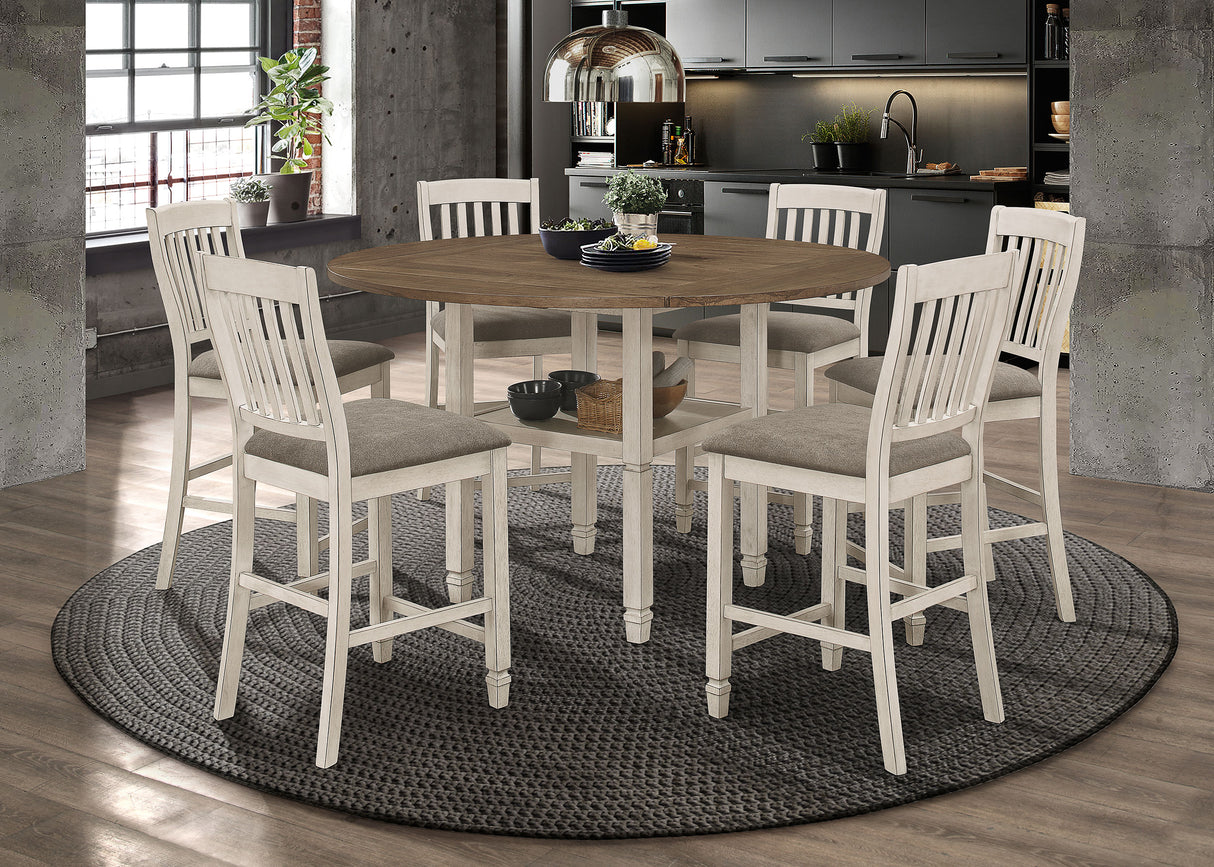 Furniture City Houma - Coaster - Sarasota 7-piece Drop Leaf Counter Dining Set Rustic Cream - 192818-S7