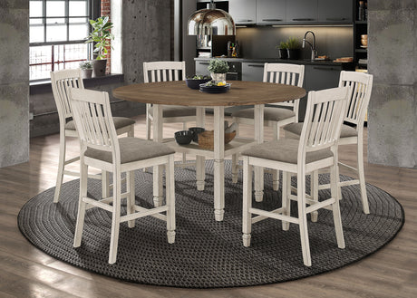 Furniture City Houma - Coaster - Sarasota 7-piece Drop Leaf Counter Dining Set Rustic Cream - 192818-S7