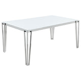 Furniture City Houma - Coaster - Pauline Rectangular 64-inch Glass Top Dining Table Chrome - 193001