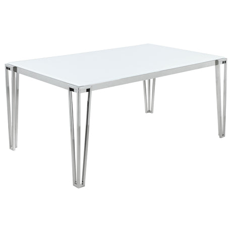 Furniture City Houma - Coaster - Pauline Rectangular 64-inch Glass Top Dining Table Chrome - 193001