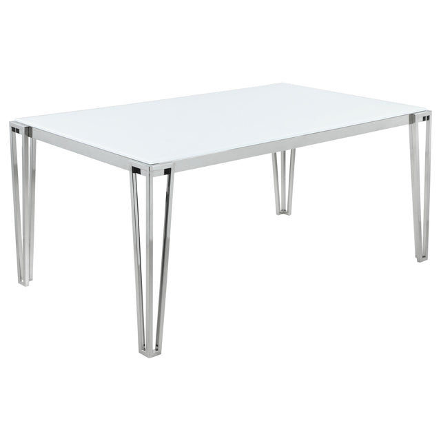 Furniture City Houma - Coaster - Pauline Rectangular 64-inch Glass Top Dining Table Chrome - 193001