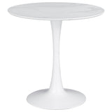 Furniture City Houma - Coaster - Arkell Round 30-inch Faux Marble Top Dining Table White - 193041
