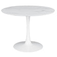 Furniture City Houma - Coaster - Arkell Round 40-inch Faux Marble Top Dining Table White - 193051