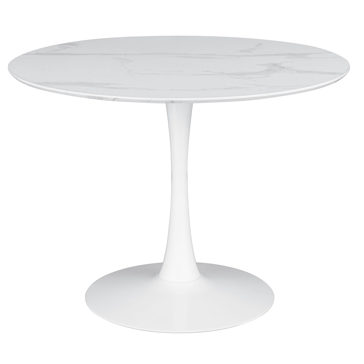 Furniture City Houma - Coaster - Arkell Round 40-inch Faux Marble Top Dining Table White - 193051