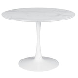 Furniture City Houma - Coaster - Arkell Round 40-inch Faux Marble Top Dining Table White - 193051