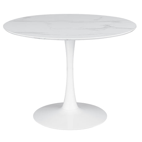 Furniture City Houma - Coaster - Arkell Round 40-inch Faux Marble Top Dining Table White - 193051