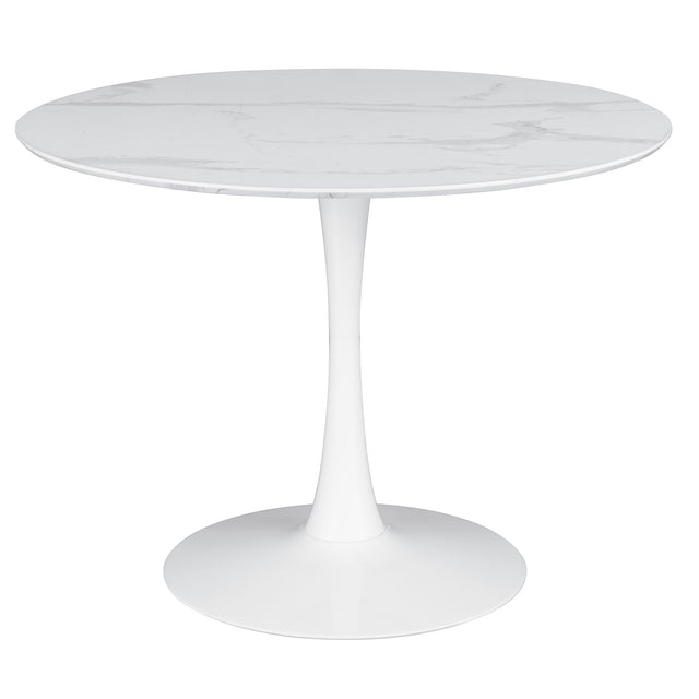 Furniture City Houma - Coaster - Arkell Round 40-inch Faux Marble Top Dining Table White - 193051