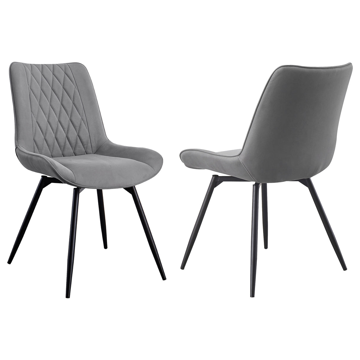 Furniture City Houma - Coaster - Diggs Upholstered Swivel Dining Side Chair Grey (Set of 2) - 193312