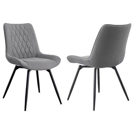 Furniture City Houma - Coaster - Diggs Upholstered Swivel Dining Side Chair Grey (Set of 2) - 193312