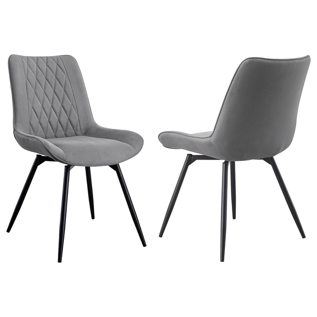 Furniture City Houma - Coaster - Diggs Upholstered Swivel Dining Side Chair Grey (Set of 2) - 193312
