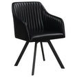 Furniture City Houma - Coaster - Arika Leatherette Upholstered Swivel Dining Arm Chair Black - 193372BLK