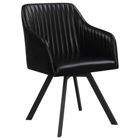 Furniture City Houma - Coaster - Arika Leatherette Upholstered Swivel Dining Arm Chair Black - 193372BLK