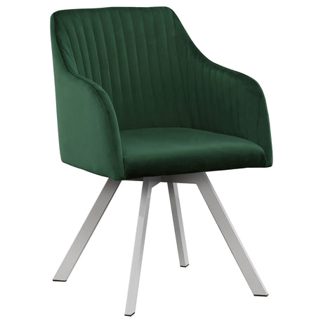 Furniture City Houma - Coaster - Arika Velvet Upholstered Swivel Dining Arm Chair Green - 193372GRN