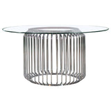 Veena 5-piece Round Glass Top Dining Table Set Chrome