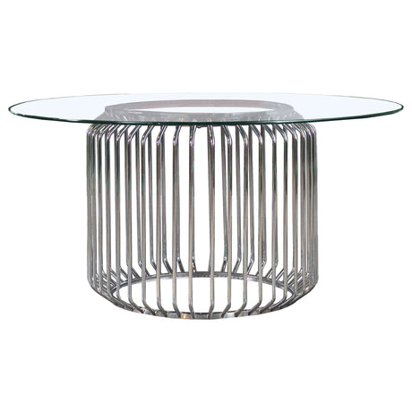 Furniture City Houma - Coaster - Veena Round 60-inch Glass Top Metal Dining Table Chrome - 193430BG