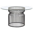 Furniture City Houma - Coaster - Granvia Round 54-inch Glass Top Metal Dining Table Gunmetal - 193511BG