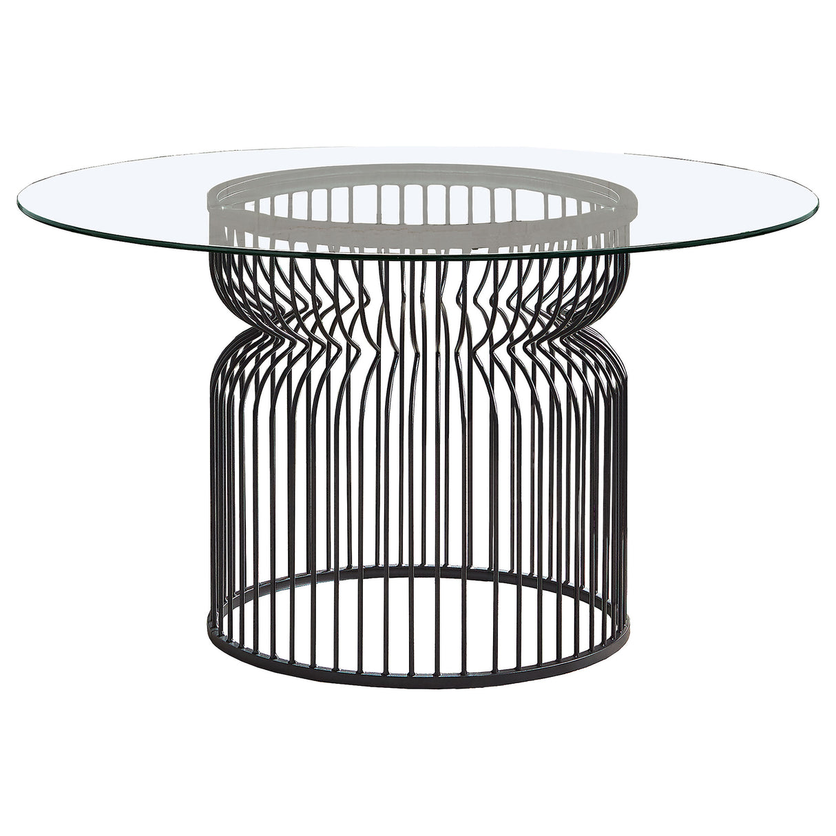 Furniture City Houma - Coaster - Granvia Round 54-inch Glass Top Metal Dining Table Gunmetal - 193511BG