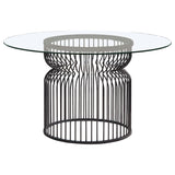 Furniture City Houma - Coaster - Granvia Round 54-inch Glass Top Metal Dining Table Gunmetal - 193511BG