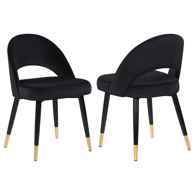 Furniture City Houma - Coaster - Lindsey Upholstered Dining Side Chair Black (Set of 2) - 193562