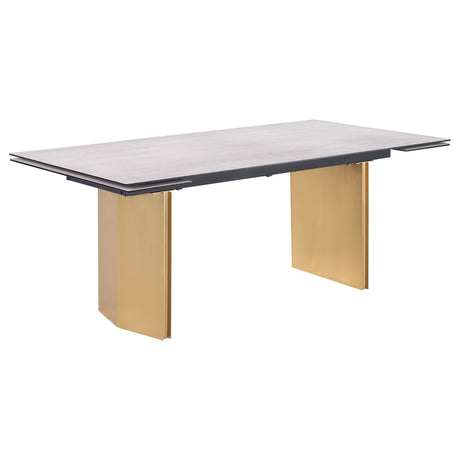 Furniture City Houma - Coaster - Vesa 97-inch Glass Top Extension Dining Table Beige - 193631