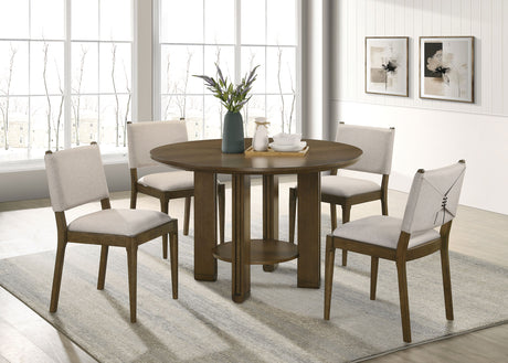 Furniture City Houma - Coaster - Ottowa 5-piece Round Wood Dining Room Table Set Brown - 193660-S5