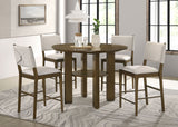 Furniture City Houma - Coaster - Ottowa 5-piece Round Counter Height Dining Room Set Brown - 193668-S5