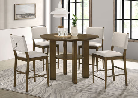 Furniture City Houma - Coaster - Ottowa 5-piece Round Counter Height Dining Room Set Brown - 193668-S5