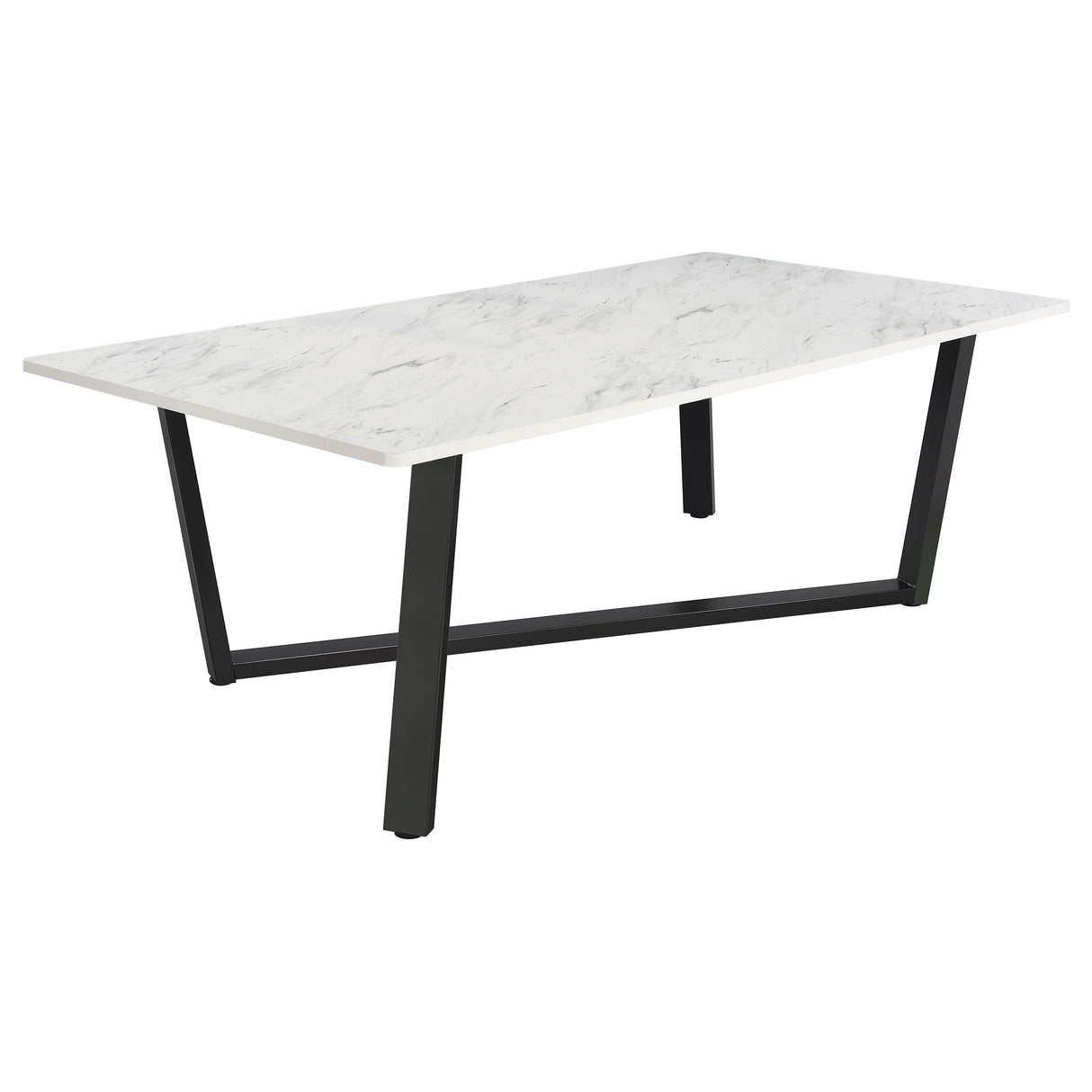 Furniture City Houma - Coaster - Mayer Rectangular 87-inch Faux Marble Dining Table White - 193781