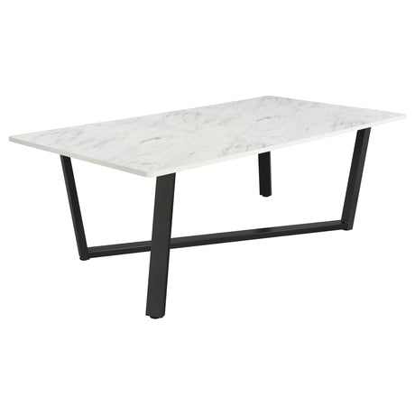 Furniture City Houma - Coaster - Mayer Rectangular 87-inch Faux Marble Dining Table White - 193781