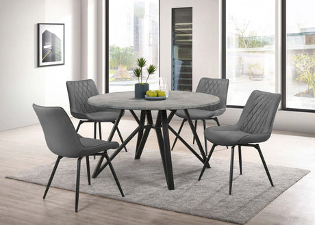 Furniture City Houma - Coaster - Neil 5-piece Round Dining Table Set Concrete Gunmetal - 193801-S5