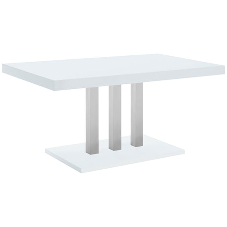 Furniture City Houma - Coaster - Brooklyn Rectangular 63-inch Dining Table White High Gloss - 193811