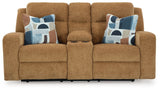 Kanlow - Dbl Reclining Loveseat With Console - Honey