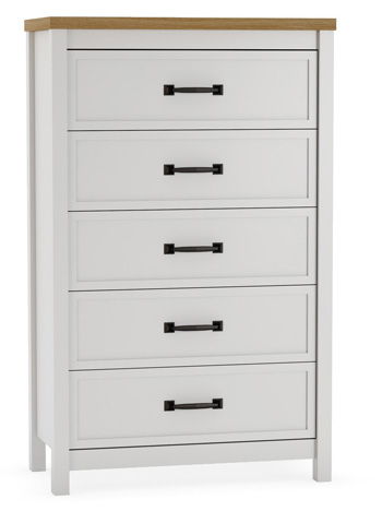 Kerisden - Five Drawer Chest - White / Brown